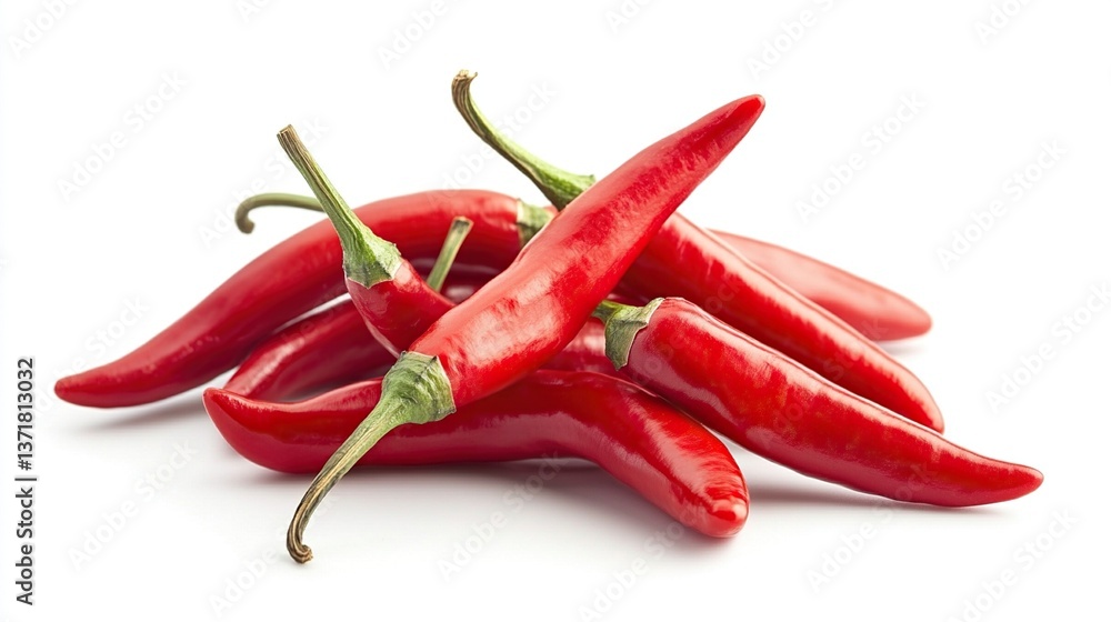 Pile of red chili peppers isolated on white. Pile of red chili peppers isolated on white.