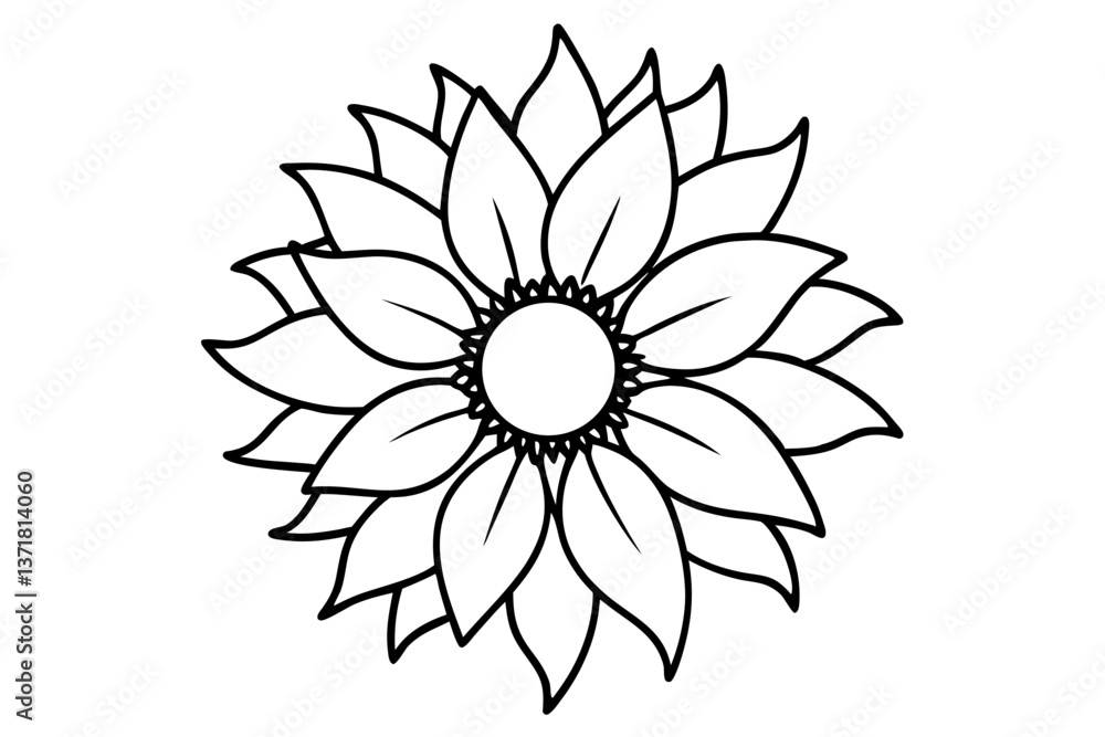 Fototapeta premium sunflower with detailed center line art vector 