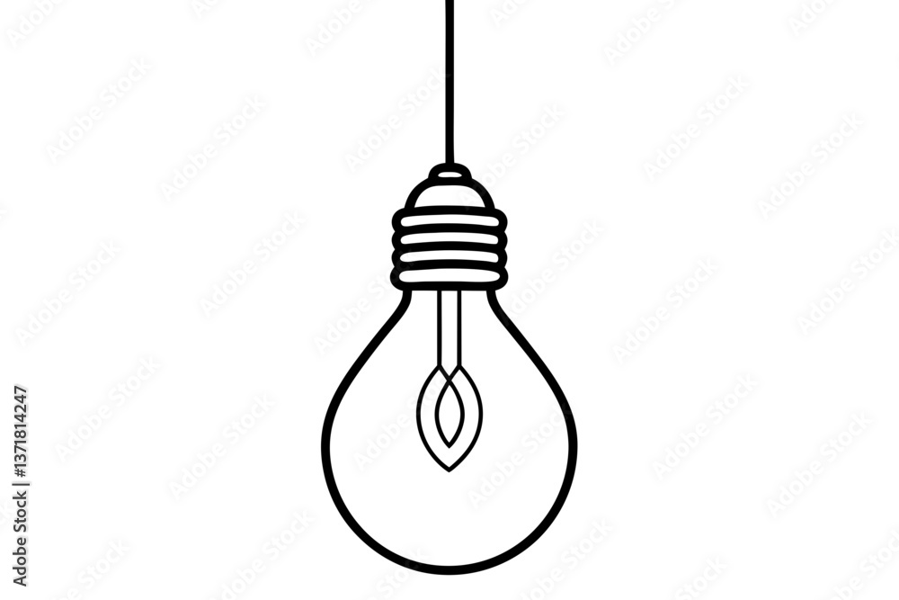 hanging light bulb with filament design line art vector hanging light bulb with filament design line art vector