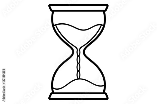 classic hourglass with flowing sand line art vector