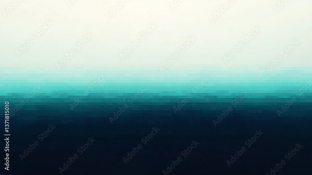 Fototapeta premium Serene Teal Gradient: Abstract Pixelated Seascape