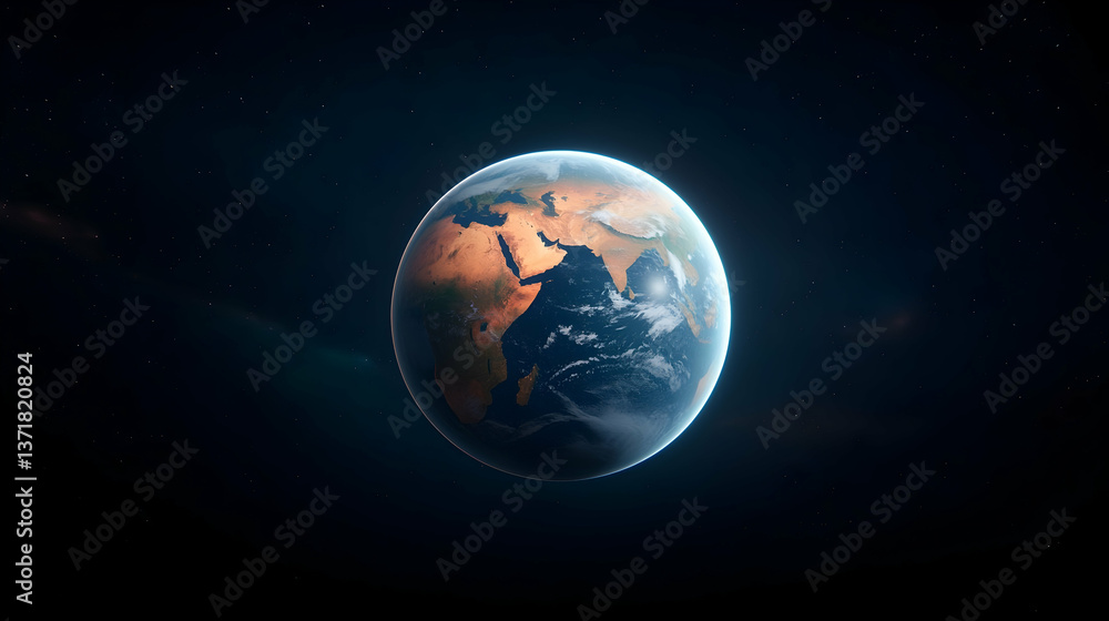 Pixelated Earth Globe in Dark Space 3D Illustration Pixelated Earth Globe in Dark Space 3D Illustration