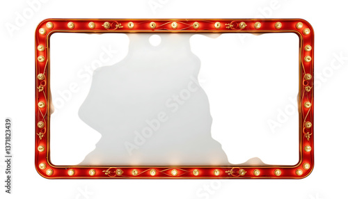 Retro marquee sign with lights png