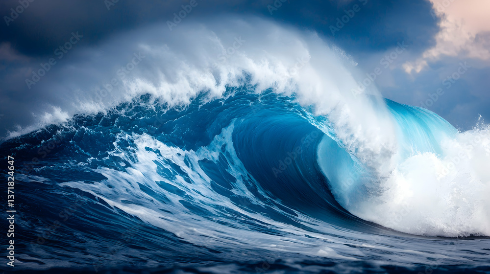 Powerful Ocean Wave Crashing, Dramatic Seascape Powerful Ocean Wave Crashing, Dramatic Seascape