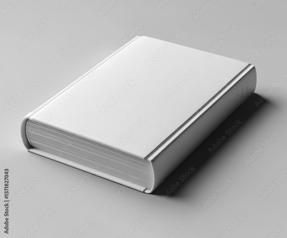 Minimalist White Hardcover Book Mockup on Light Gray Background with Isometric Perspective and Soft Studio Lighting Minimalist White Hardcover Book Mockup on Light Gray Background with Isometric Perspective and Soft Studio Lighting