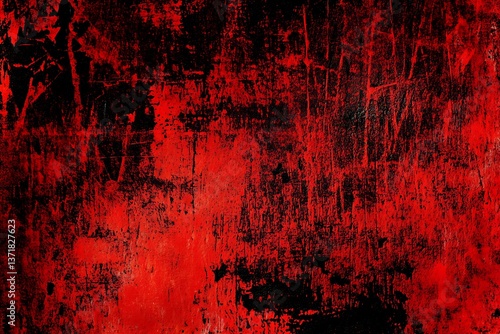 
Red black abstract grunge background. Scratched dirty rusty burnt distressed wall. Horror bloody creepy frightening.

