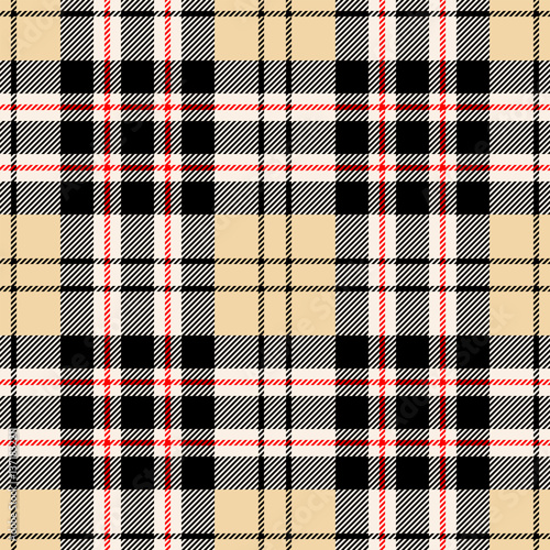 beige tartan seamless vector pattern, english colors plaid, school or casual dress fabric