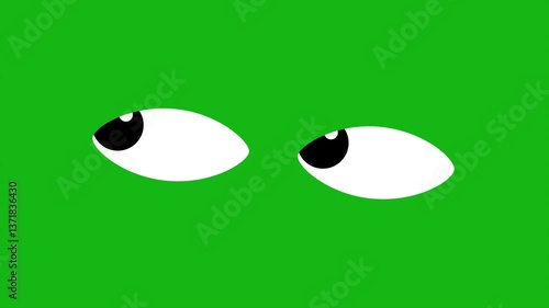 Eyes blink animation looking from side to side on green screen