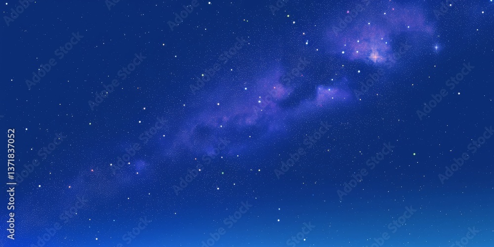 Naklejka premium Stunning Night Sky with Bright Stars and Milky Way Galaxy Constellation.