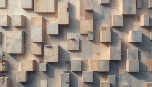 Geometric structures abstract art installation contemporary design urban environment aerial view creative concept for visual impact