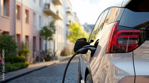 Electric Vehicle Charging on a City Street