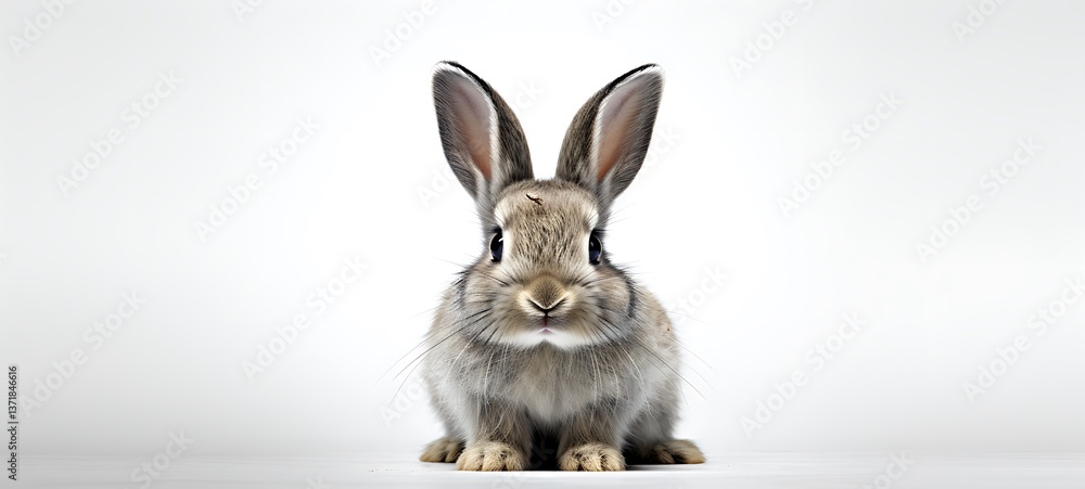Obraz premium White background with drawings of colorful Rabbit for children, ai generative