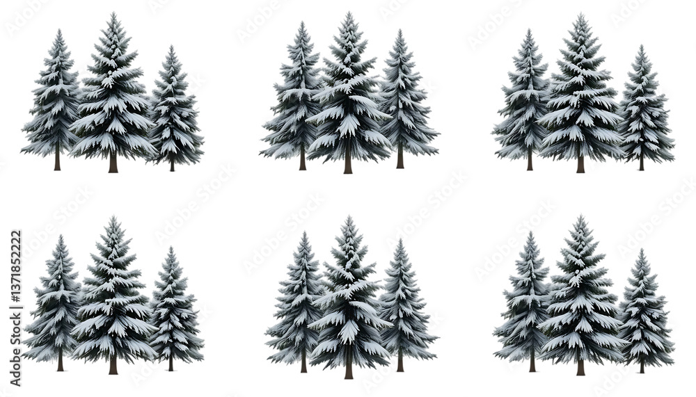 Obraz premium Snow-covered pine trees in winter forest outdoor nature scene