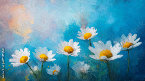 Daisies On Field - Abstract Spring Landscape