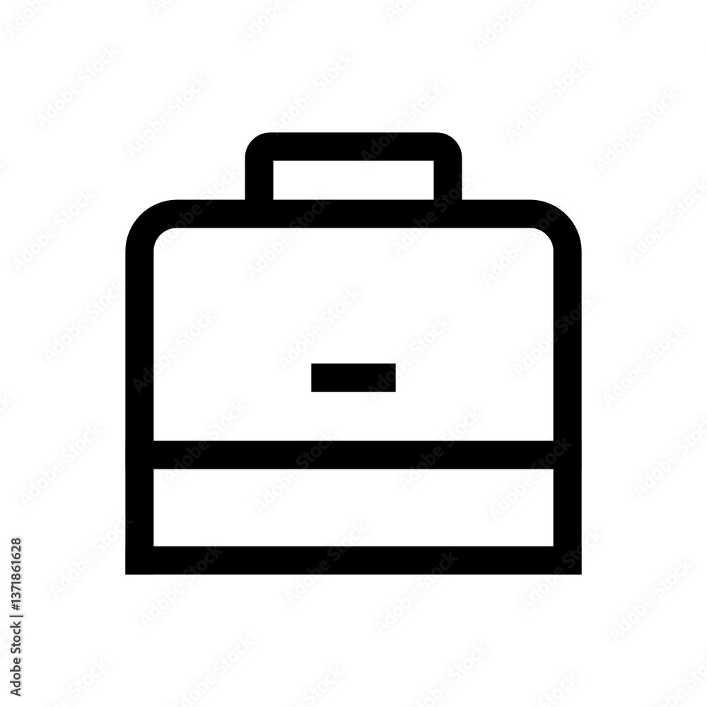 Briefcase icon in black, outline style and white background Briefcase icon in black, outline style and white background