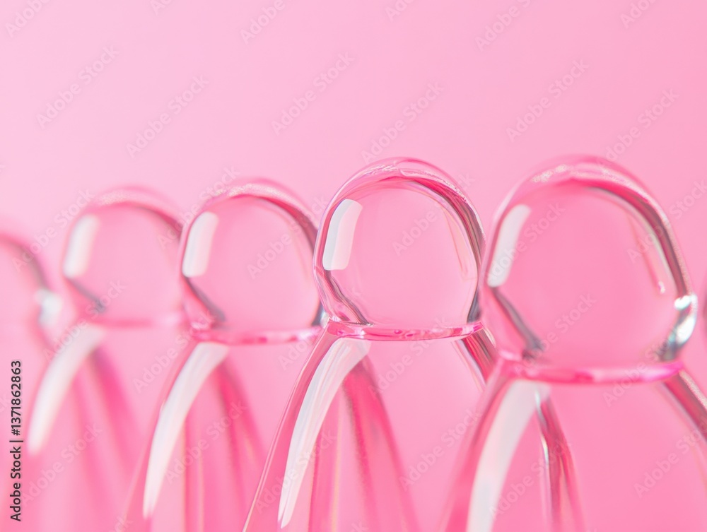 Fototapeta premium Pink glass figures in row