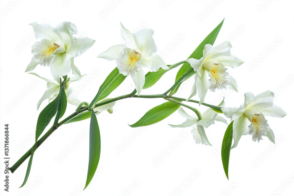 Elegant orchid flower in full bloom, isolated on white background. Elegant orchid flower in full bloom, isolated on white background.