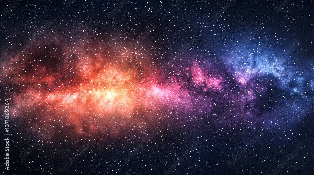 Naklejka premium Stunning nebula surrounded by distant stars captured in a cosmic scene with a cinematic lighting effect creating a dreamlike atmosphere.