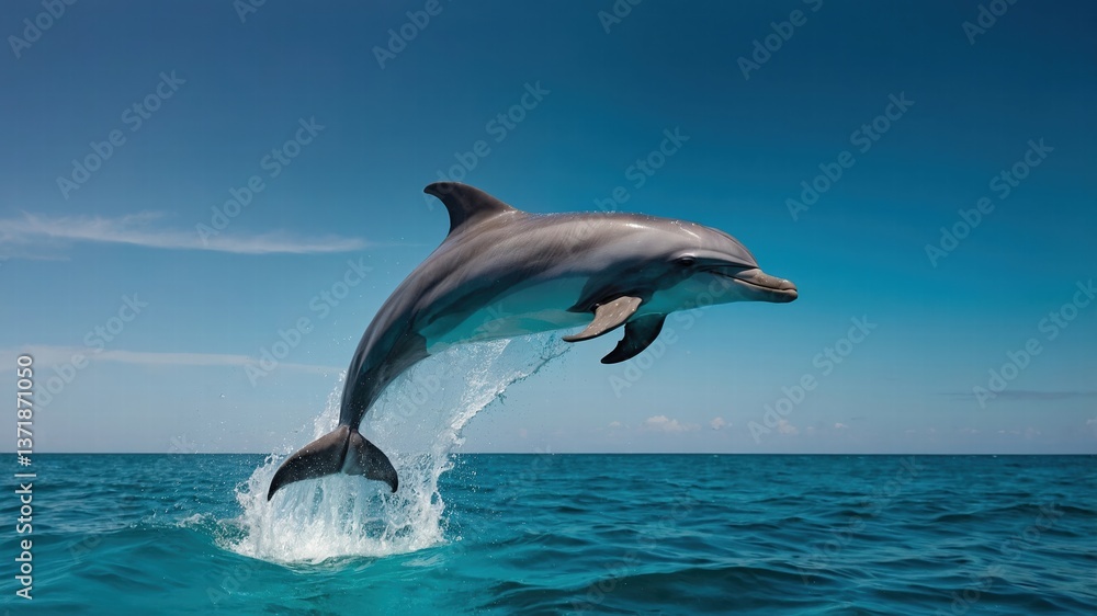 Fototapeta premium Dolphin leaping,ocean wildlife,marine mammal
