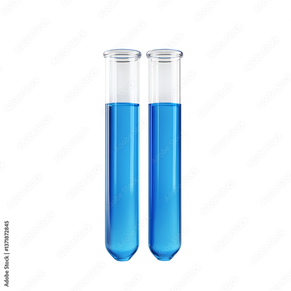 3D Test Tubes with Blue Liquid against a Transparent Background 3D Test Tubes with Blue Liquid against a Transparent Background