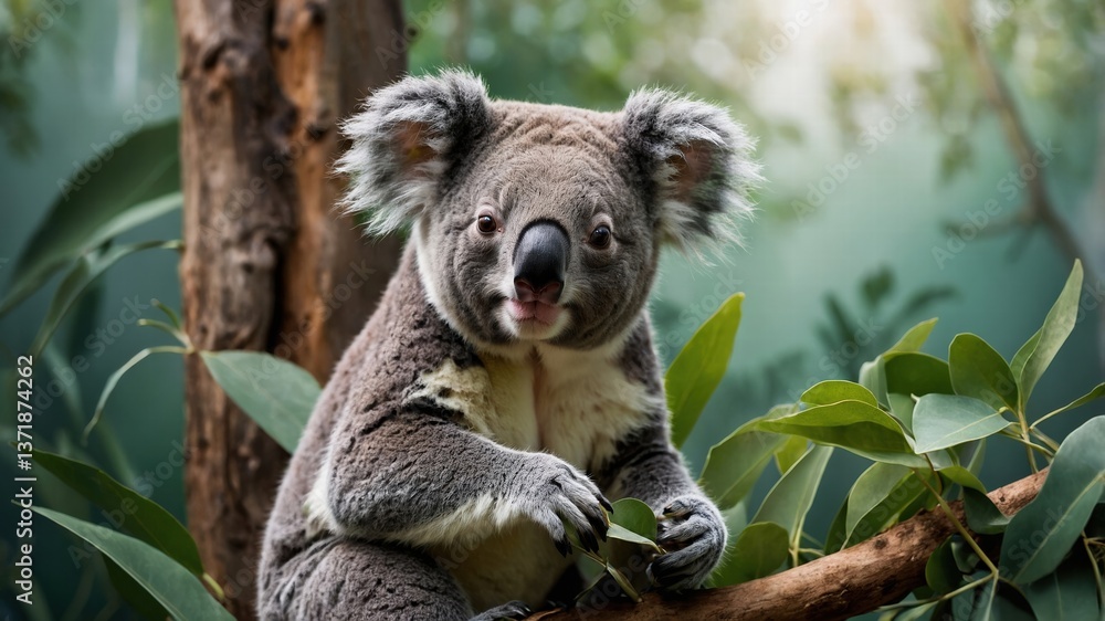 Fototapeta premium Adorable Koala on Eucalyptus Tree