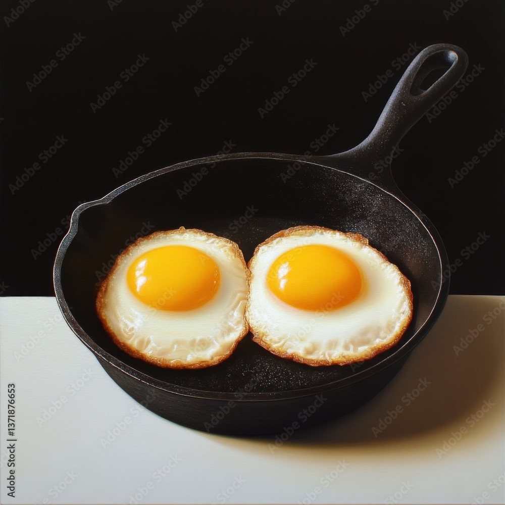 Fried eggs in cast iron skillet Fried eggs in cast iron skillet