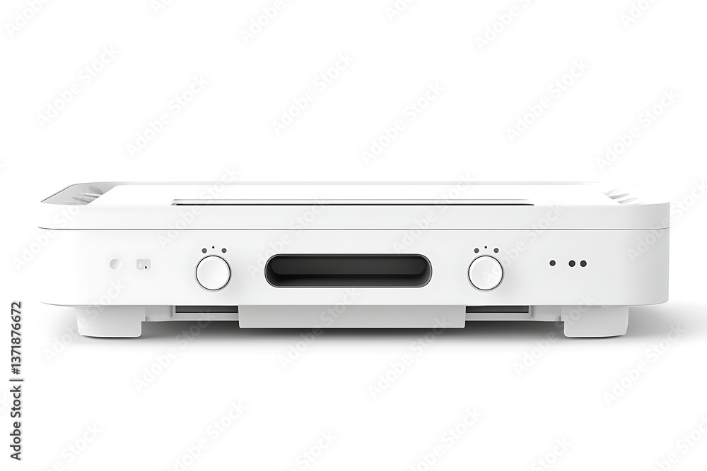 Fototapeta premium Modern white appliance, tabletop, cooking, isolated, product shot, for sale, home appliance, kitchen
