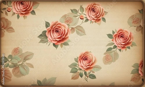 Wallpaper Mural vintage background with roses Torontodigital.ca