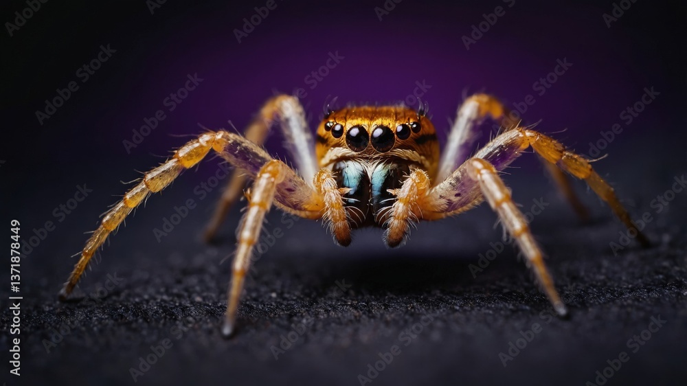 Close-up of a Jumping Spider on Dark Background Close-up of a Jumping Spider on Dark Background