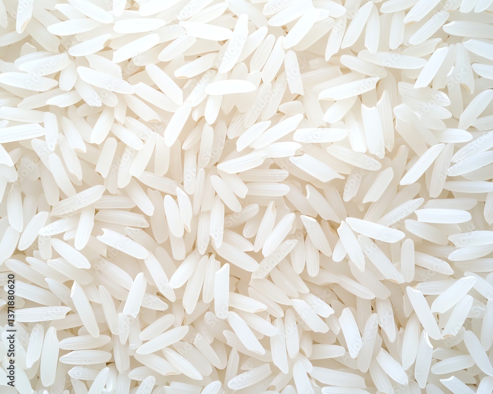 Close-up of Uncooked White Rice Grains Filling the Frame for Food Concepts Close-up of Uncooked White Rice Grains Filling the Frame for Food Concepts