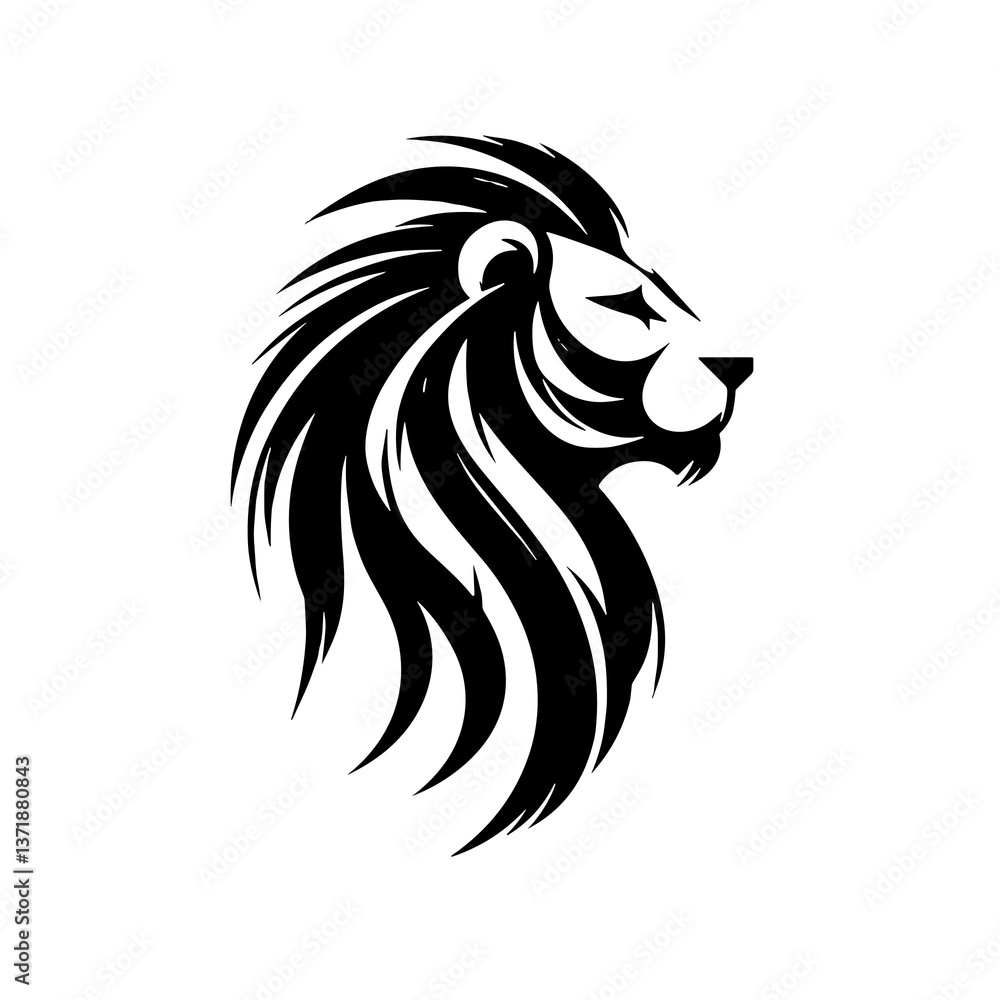 Stylized lion head vector graphic, majestic style, representing courage or leadership, isolated background with copy space Stylized lion head vector graphic, majestic style, representing courage or leadership, isolated background with copy space