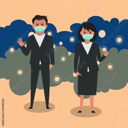 Business Professionals Maintaining Social Distance During Pandemic