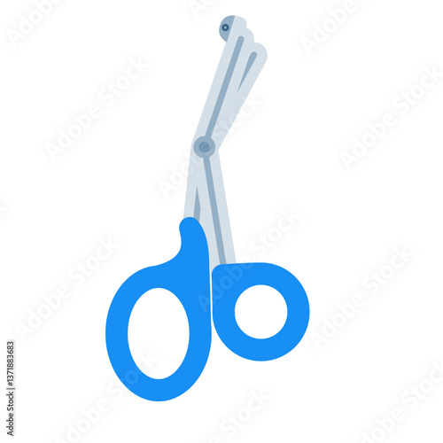 blue surgical scissors forceps on isolated white