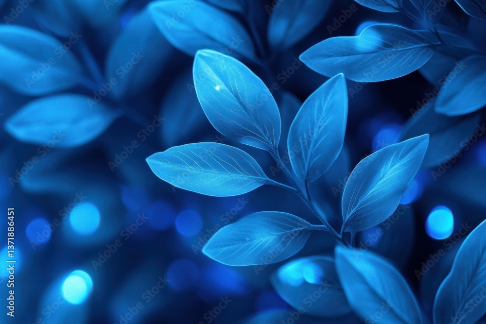 Blue leaves with soft bokeh Blue leaves with soft bokeh