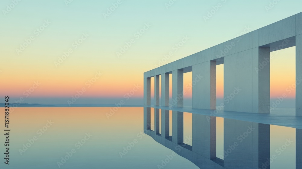 Minimalist architecture with calm water Minimalist architecture with calm water