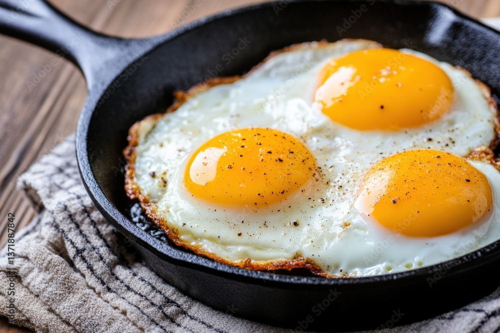 Fried eggs in skillet Fried eggs in skillet