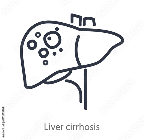 Cirrhosis of the liver line icon.