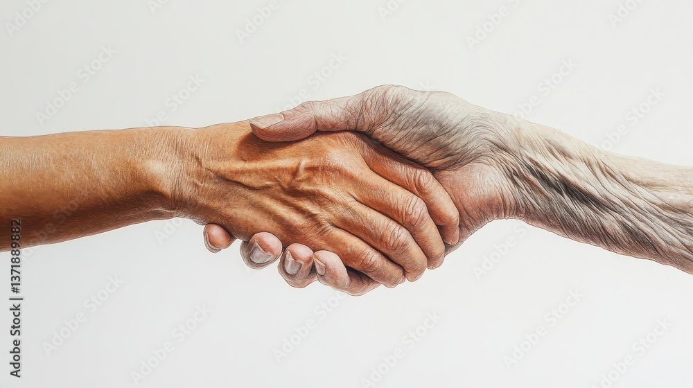Fototapeta premium Young hands hold old hands,Help for the elderly concept,Holding hands Asian senior or elderly old lady woman patient with love, care, encourage, nurse holding old patient hand concept.