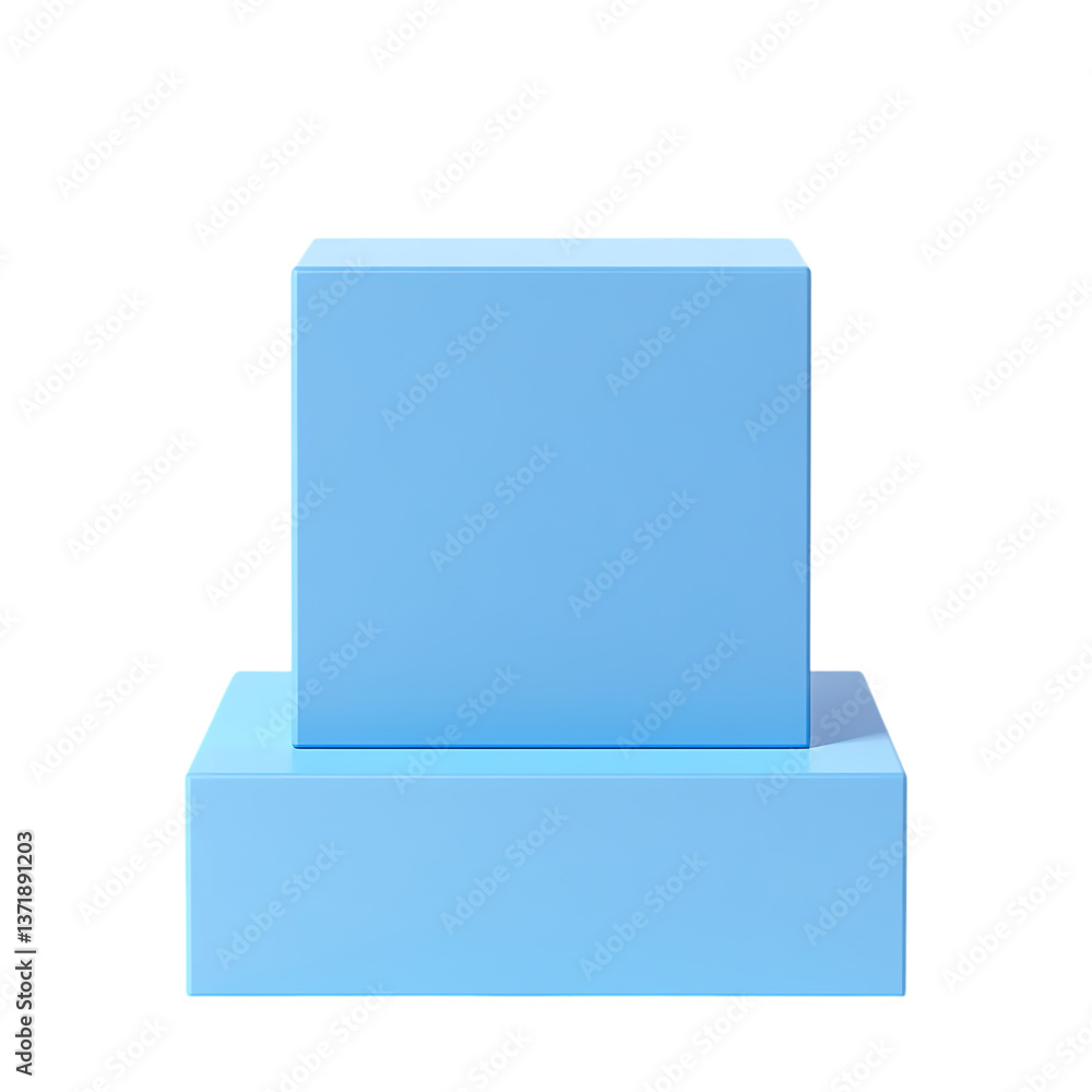 A simple minimalist rendering of a blank blue box isolated on png A simple minimalist rendering of a blank blue box isolated on png
