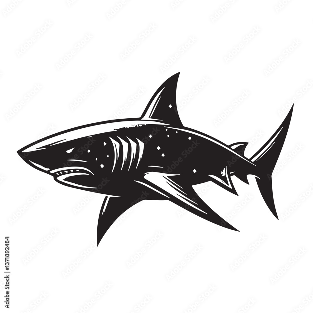 Black Goblin Shark Silhouette Vector, High Quality Illustration on White Background Black Goblin Shark Silhouette Vector, High Quality Illustration on White Background