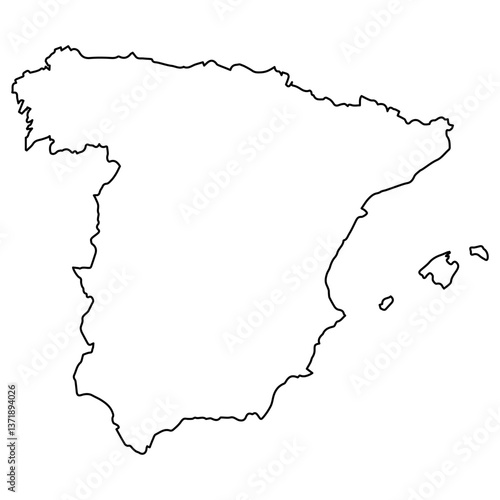 Spain Outline Map, drawing Spain border, isolated for design use
