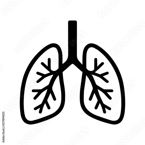 Healthy Human Lungs Anatomy Icon with Bronchial Tree Structure