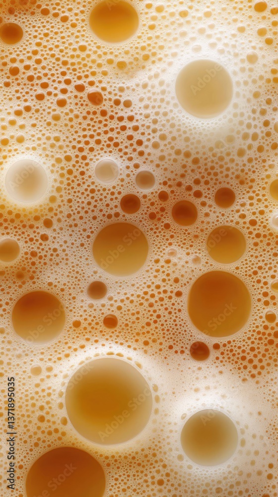 Golden bubbly liquid with myriad bubbles. Warm, bubbly, rich texture, with many circular forms Golden bubbly liquid with myriad bubbles. Warm, bubbly, rich texture, with many circular forms