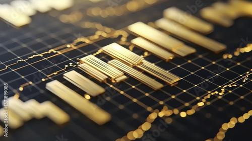 Wallpaper Mural Golden data visualization on dark background, showcasing modern analytics and business intelligence trends Torontodigital.ca