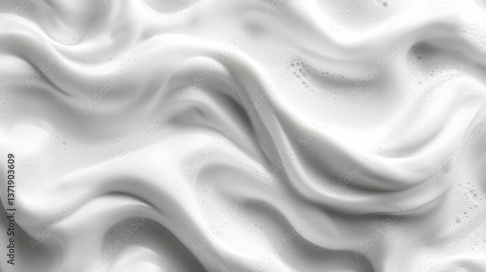 Fototapeta premium Creamy white foam swirls creating a soft rippled texture