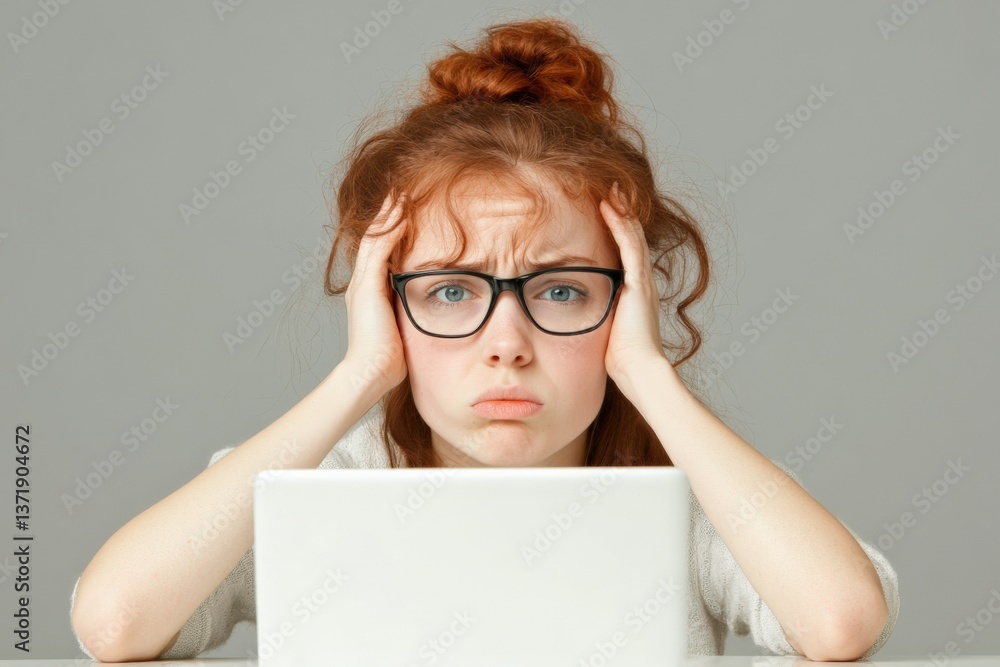 Woman frustrated working at computer Woman frustrated working at computer