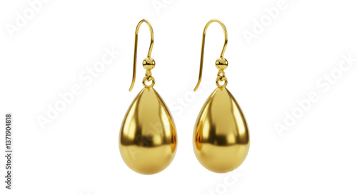 Photography Isolated Pair of Golden Dangle Earrings