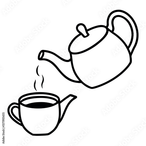 A  cozy-teapot-pouring-tea. 