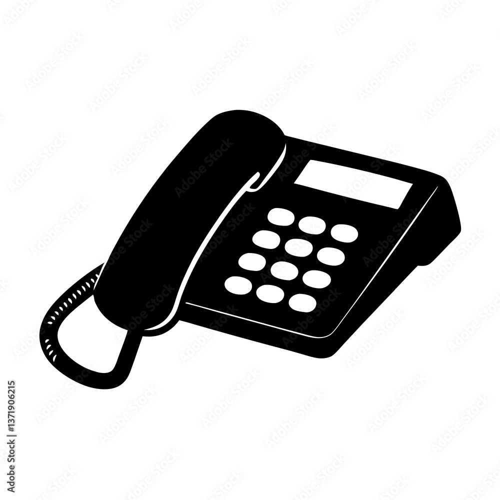 Black telephone isolated on a white background with a business and finance theme Black telephone isolated on a white background with a business and finance theme