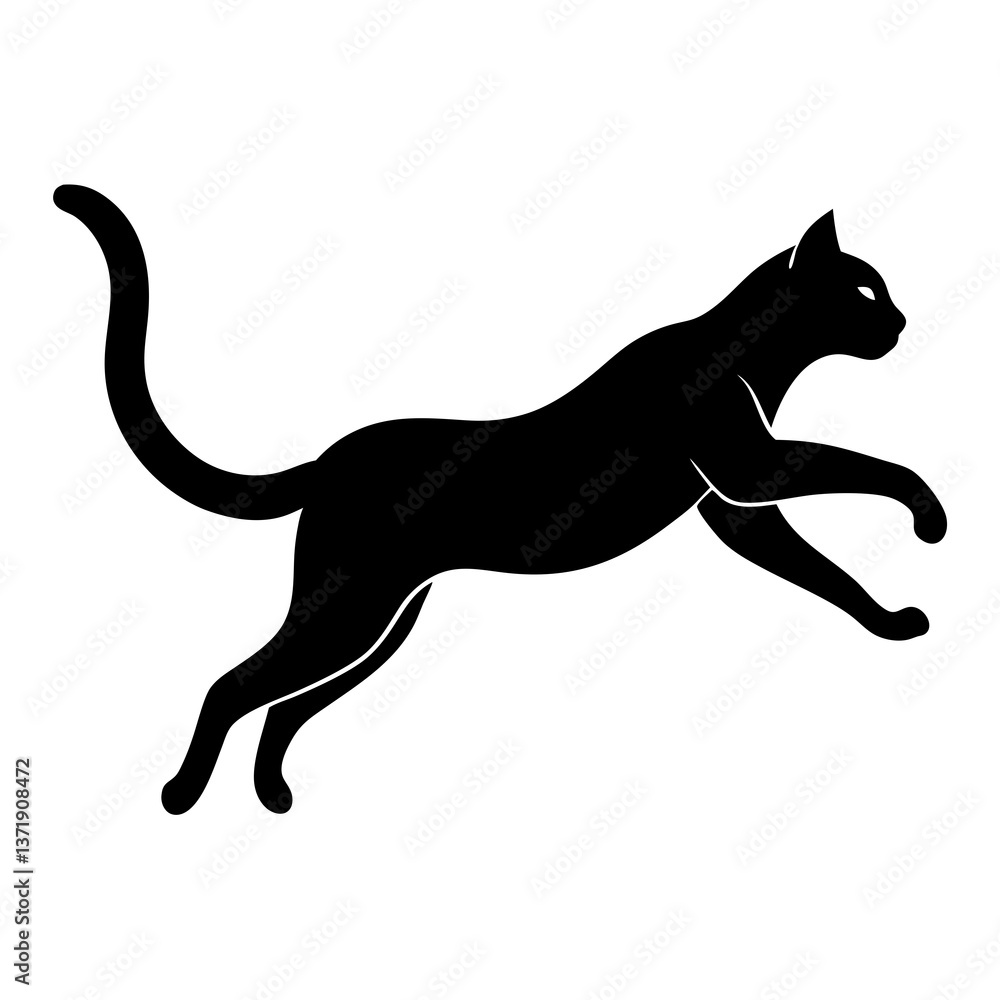 Silhouettes of a running dog and cat in a simple black illustration Silhouettes of a running dog and cat in a simple black illustration